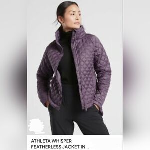 Womens Athleta Whisper Featherless Puffer Coat Purple 1x